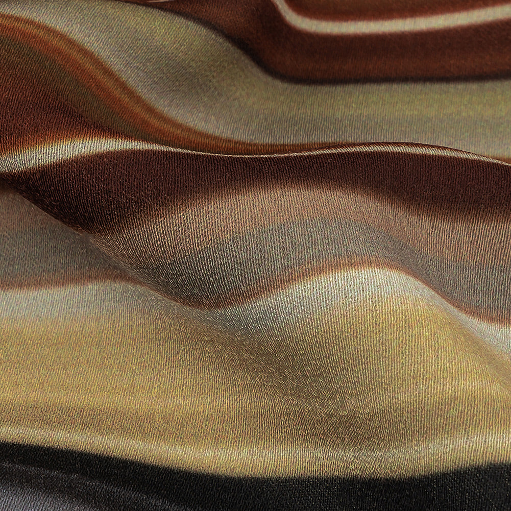 Italian Seafoam, Russet and Capulet Olive Stripes Polyester Crepe de Chine Panel - Joann Fabrics