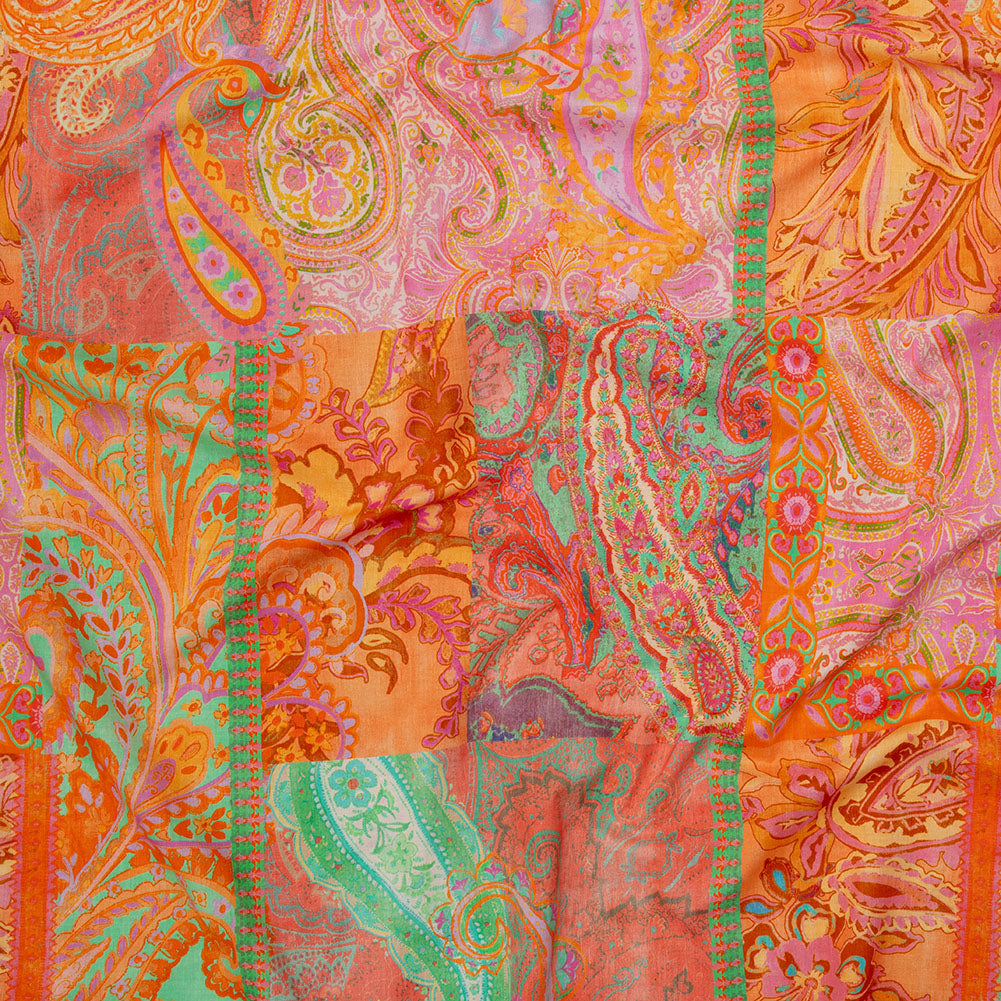 Cotton Voile - Orange Patchwork Paisley - Pastel Patina Print - Mood Exclusive Gisele Collection - Joann Fabrics