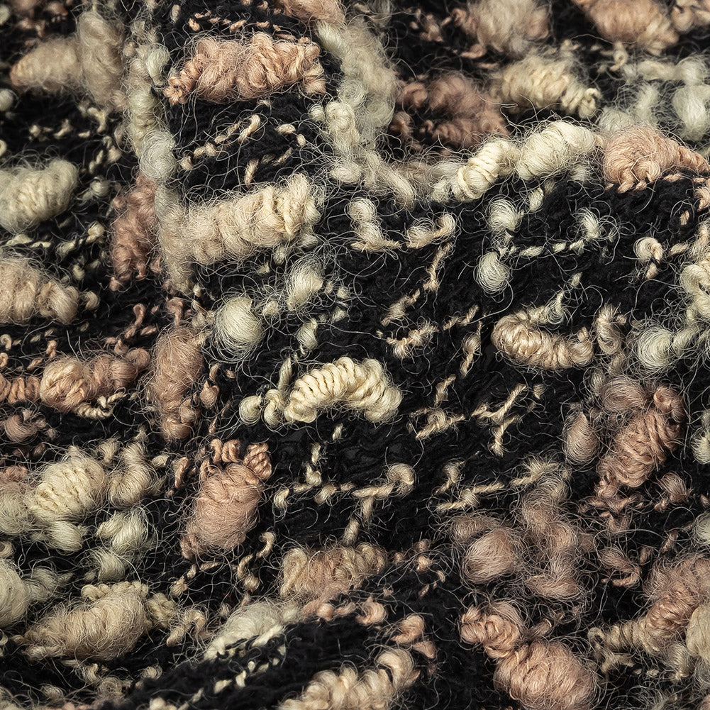 Maple Sugar, Almond Milk and Black Loosely Knit Wool Boucle - Joann Fabrics