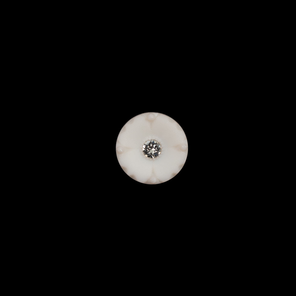 Italian Beige Floral Rhinestone-Centered Nylon Button - 16L/10mm - Joann Fabrics