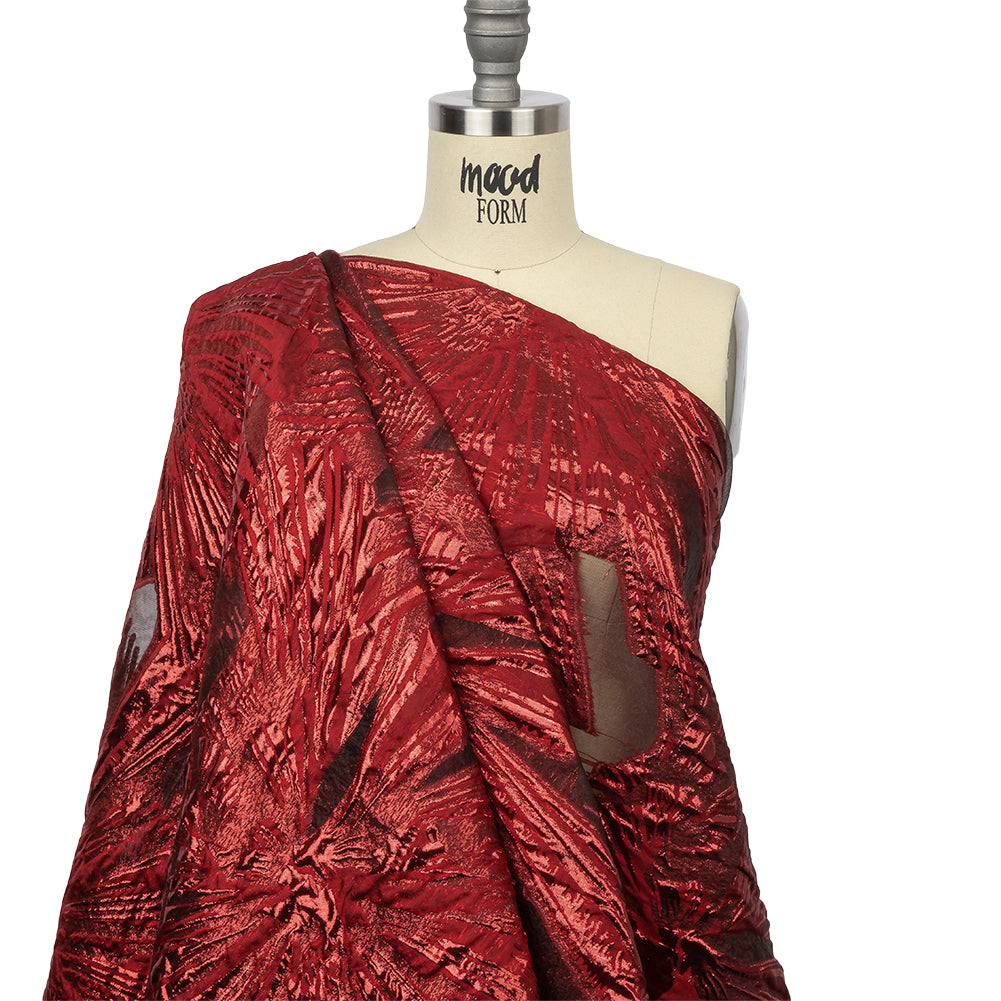 Metallic Red Firework Flowers Luxury Burnout Brocade - Joann Fabrics