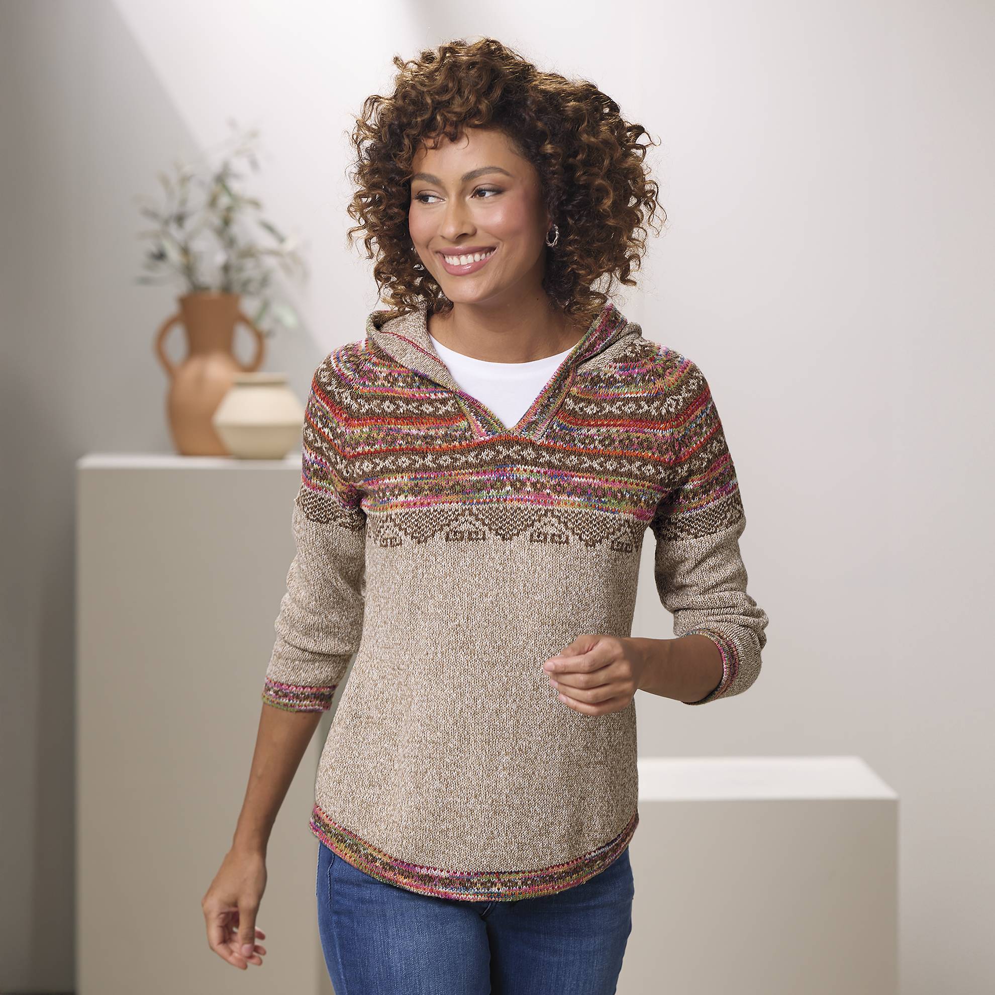 Hooded Fair Isle Pullover - Northstyle Catalog