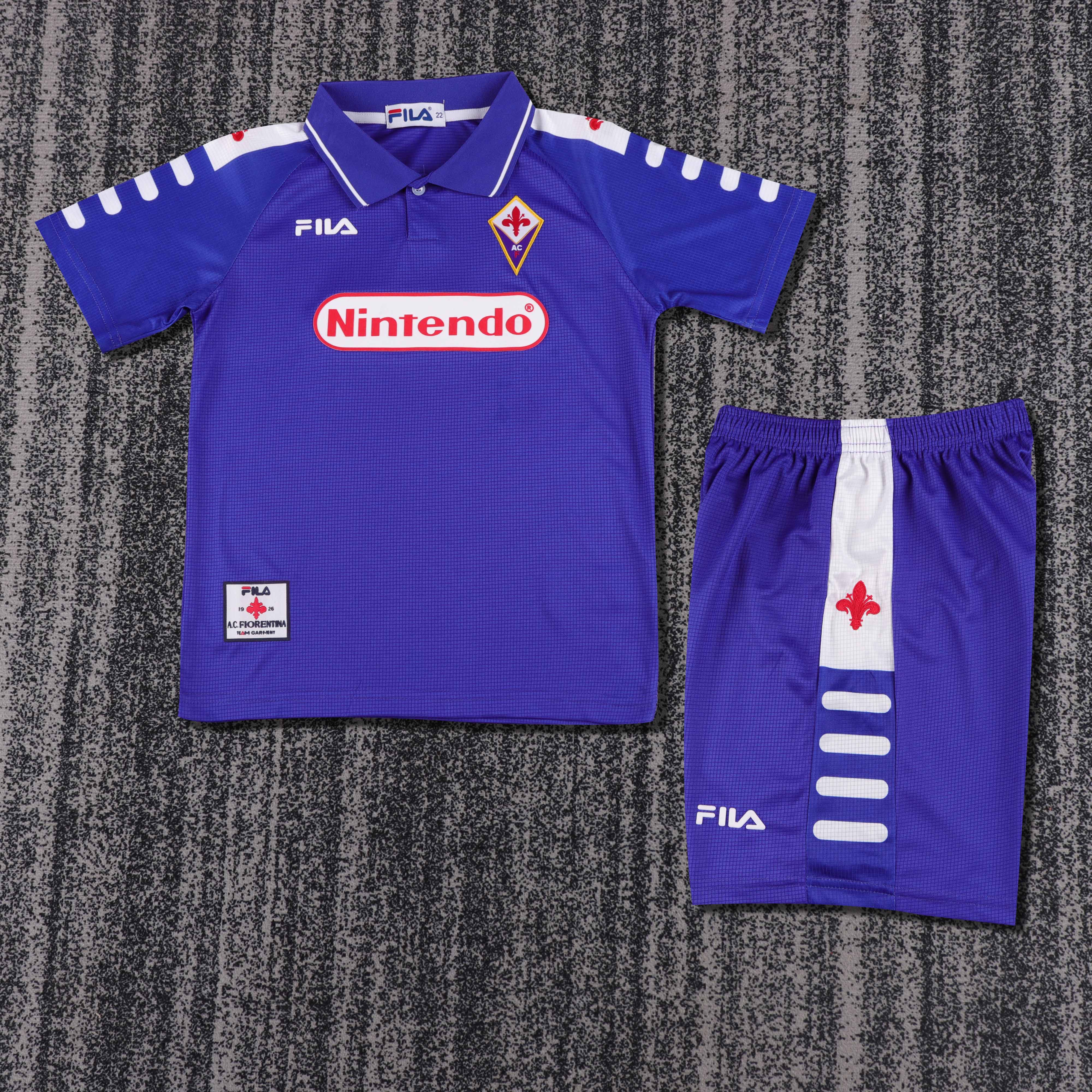 1998-1999 Retro Fiorentina Home Football Shirt 1:1 Thai Quality Kids Size