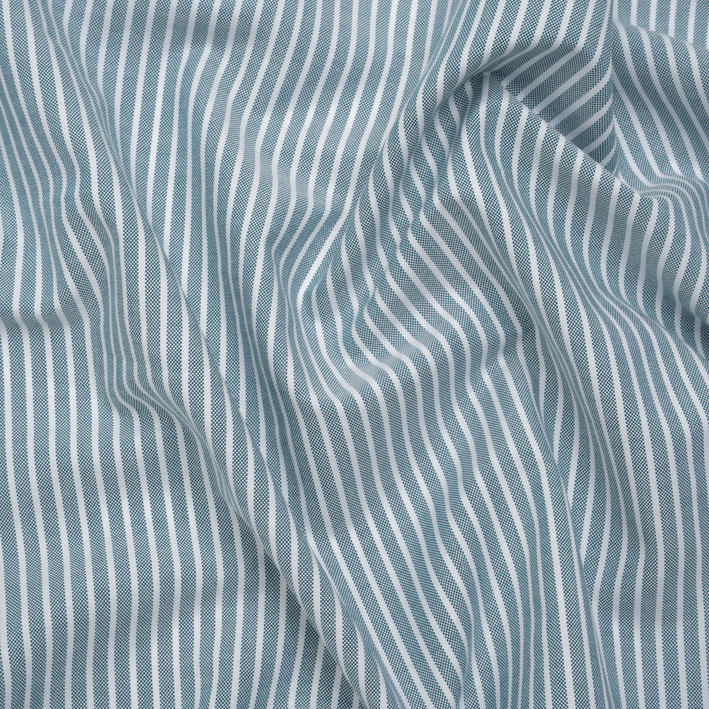 Cotton Oxford Shirting - Spruce Green and White Stripes - Designer Deadstock - Joann Fabrics
