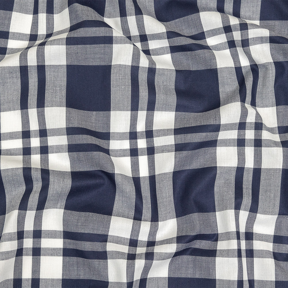 Navy and White Plaid Cotton Shirting - Joann Fabrics