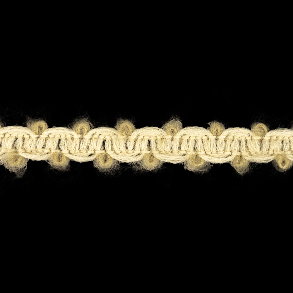 Travertine and Gardenia Fuzzy Braided Wool Blend Trim - 0.5