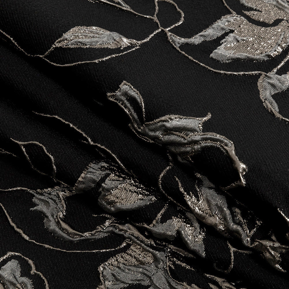 Metallic Silver, Black and Gray Floral Luxury Brocade - Joann Fabrics