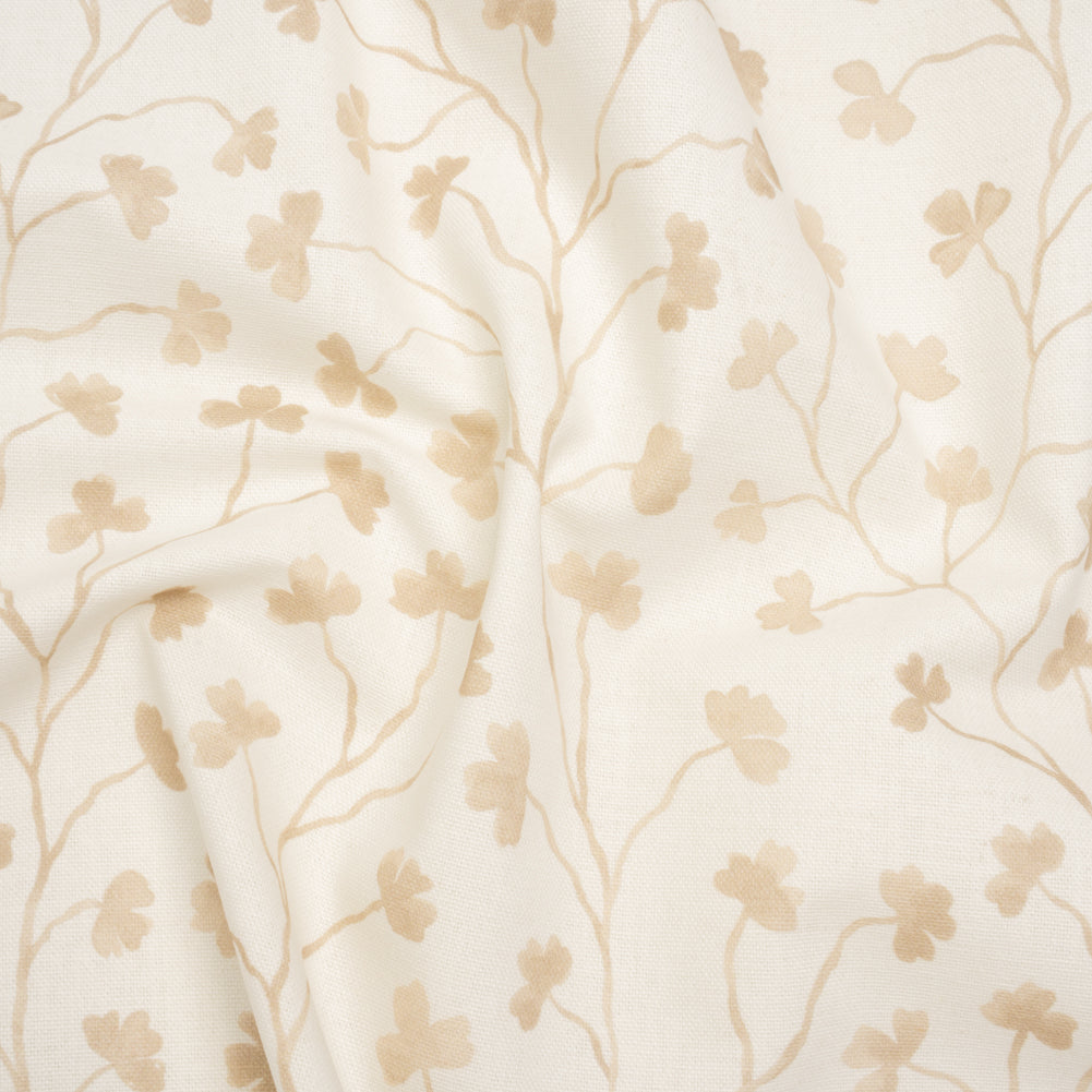Brushed Cotton and Linen Canvas - Flax Clover Leaf Vines - British Imported - Joann Fabrics