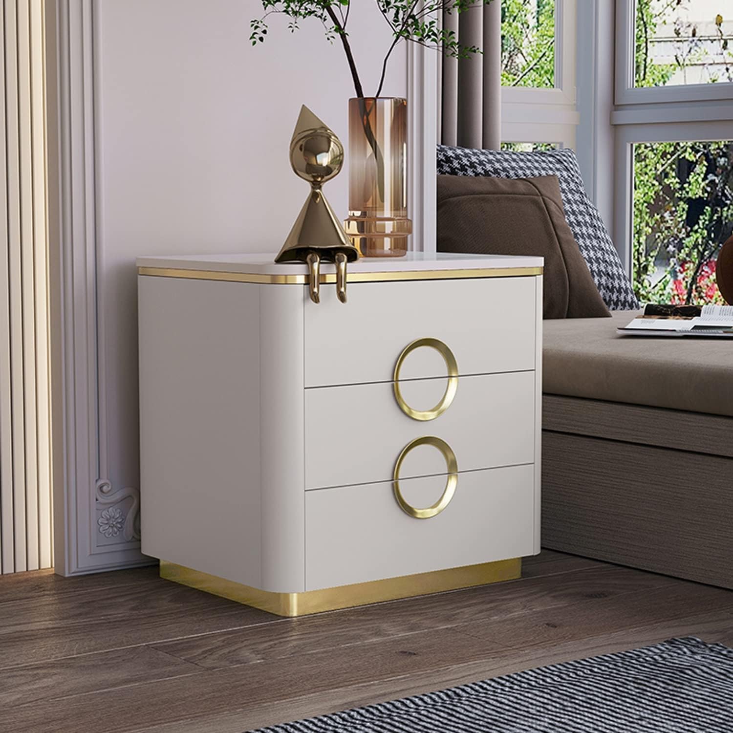 Creative Minimalist Nightstand Bedside Table with 3 Drawer, Modern ...
