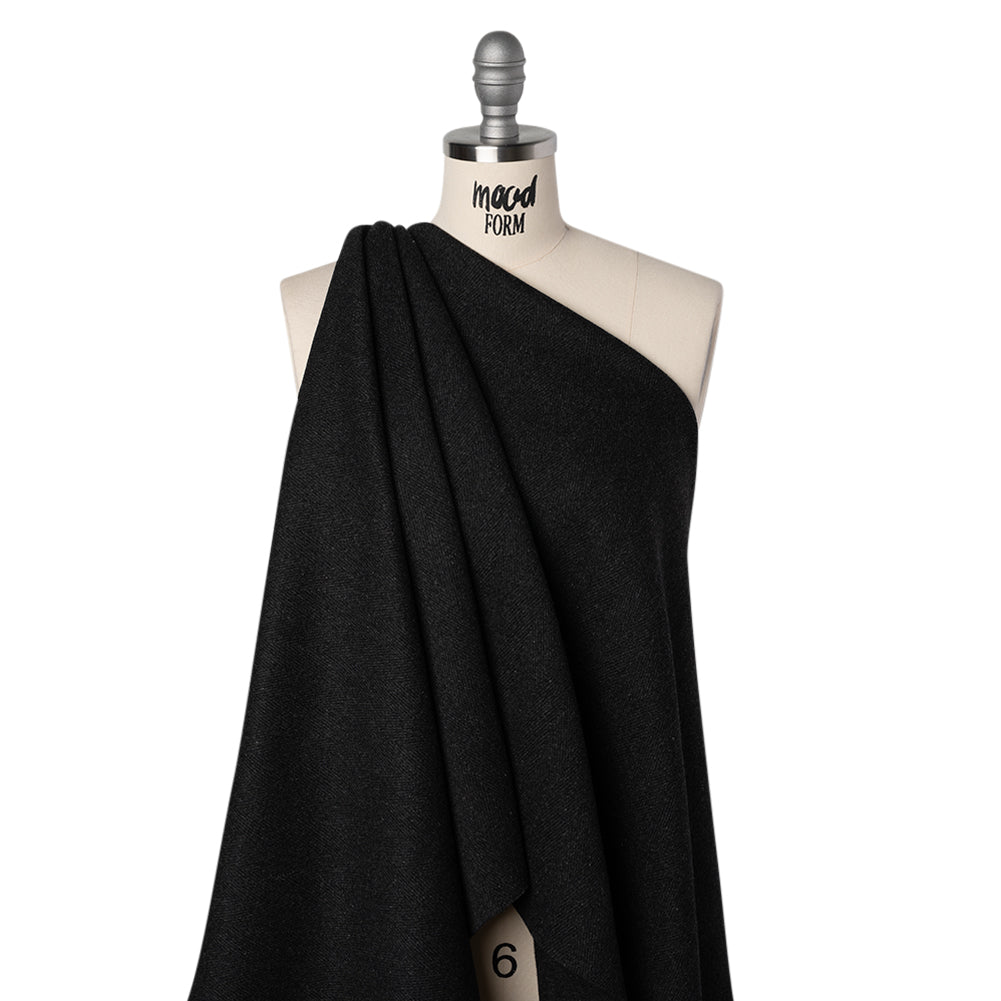 Brushed Wool Herringbone Twill Double Faced Coating - Heathered Charcoal - Deadstock - Joann Fabrics