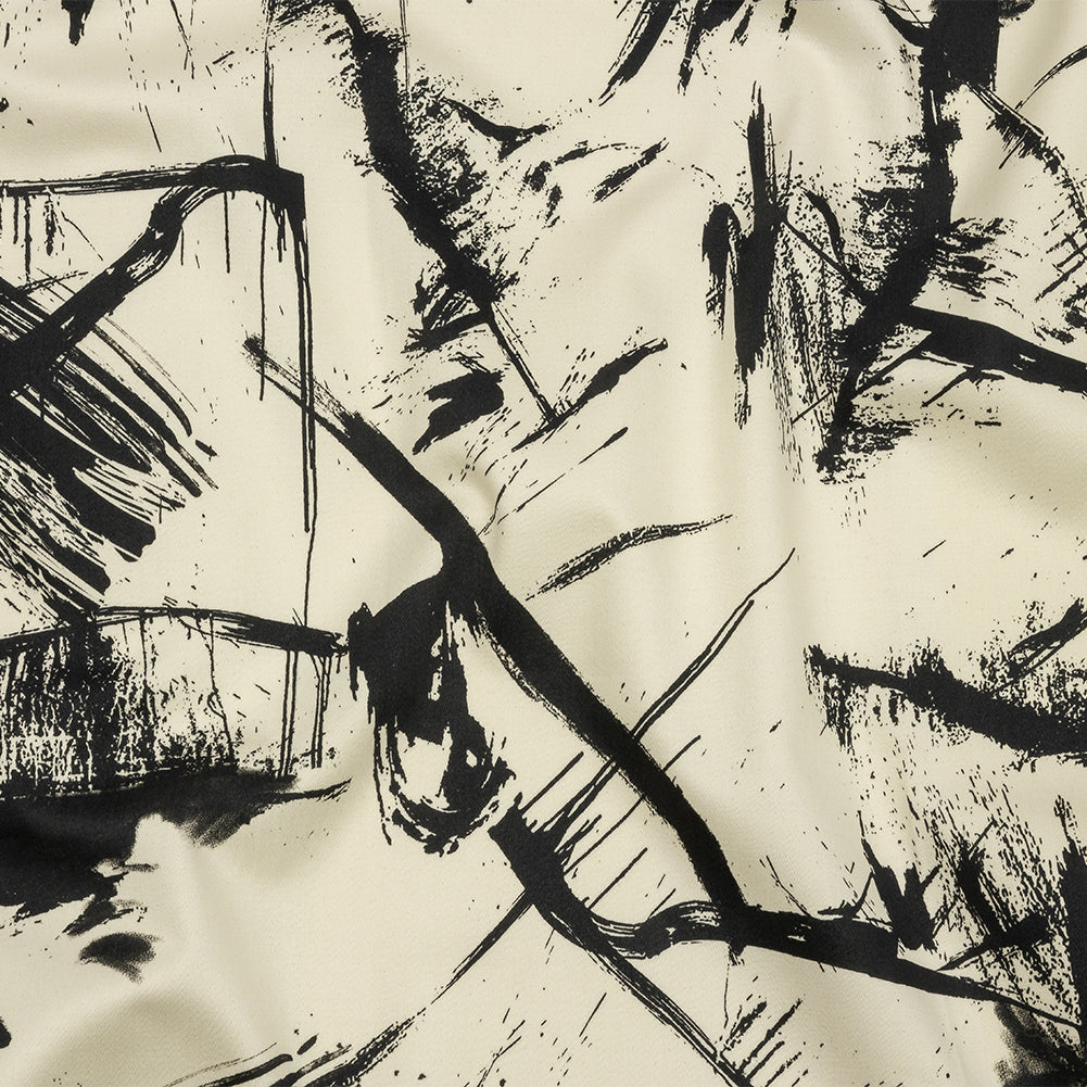 Stretch Cotton Sateen - Black and White Abstract - Subway Lines Print - Mood Exclusive Metro Collection - Joann Fabrics
