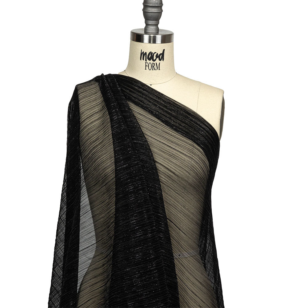 Metallic Stretch Plisse - Black - Natalia Collection - Joann Fabrics