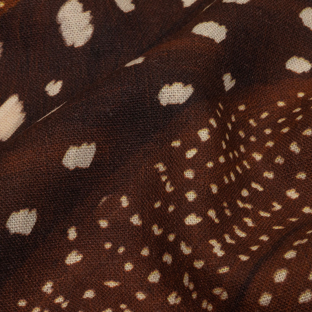 Linen and Rayon Woven - Brown and Orange Decorated Diagonal Stripes - Wind in Your Wings Print - Mood Exclusive Rockland Collection - Joann Fabrics
