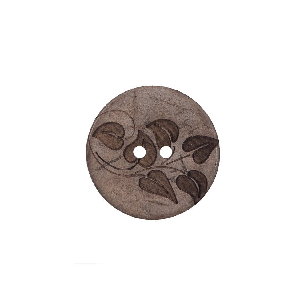 Italian Brown Leafy Etched Coconut Button - 28L/18mm - Joann Fabrics