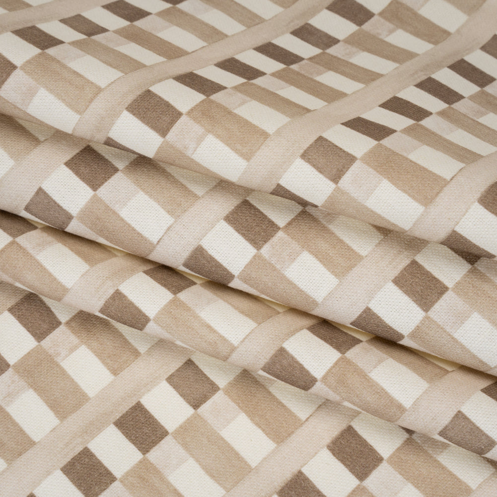Cotton and Linen Canvas Print - Natural Geometric Block Stripes - British Imported - Joann Fabrics