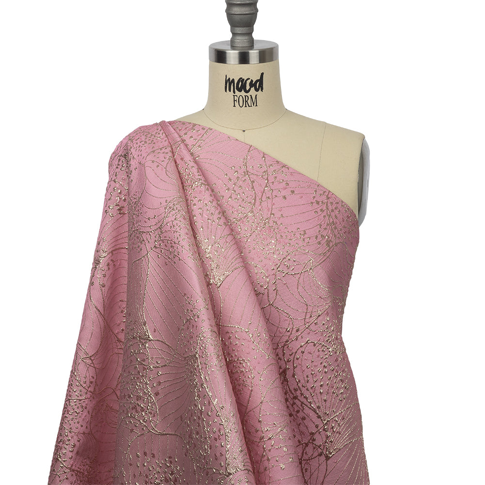 Metallic Gold and Pink Lines and Dots Luxury Brocade - Joann Fabrics