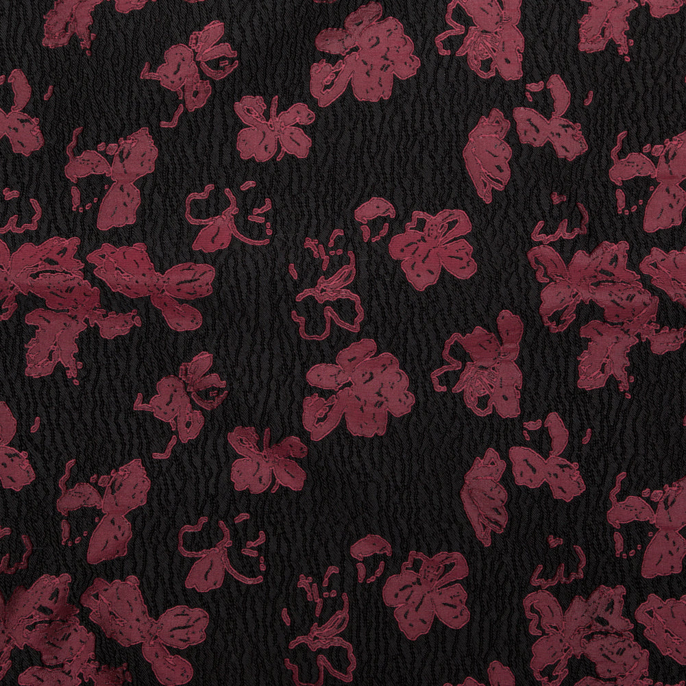 Metallic Black and Rhododendron Floral Luxury Brocade - Joann Fabrics