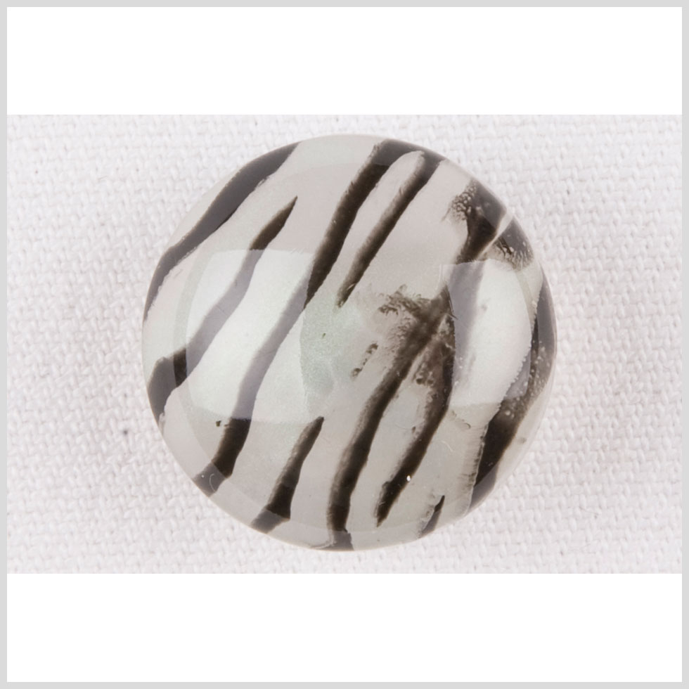 Plastic Shank Back Button - 36L/23mm - Dome Shaped Ivory and Charcoal Painted Zebra Stripes - Joann Fabrics