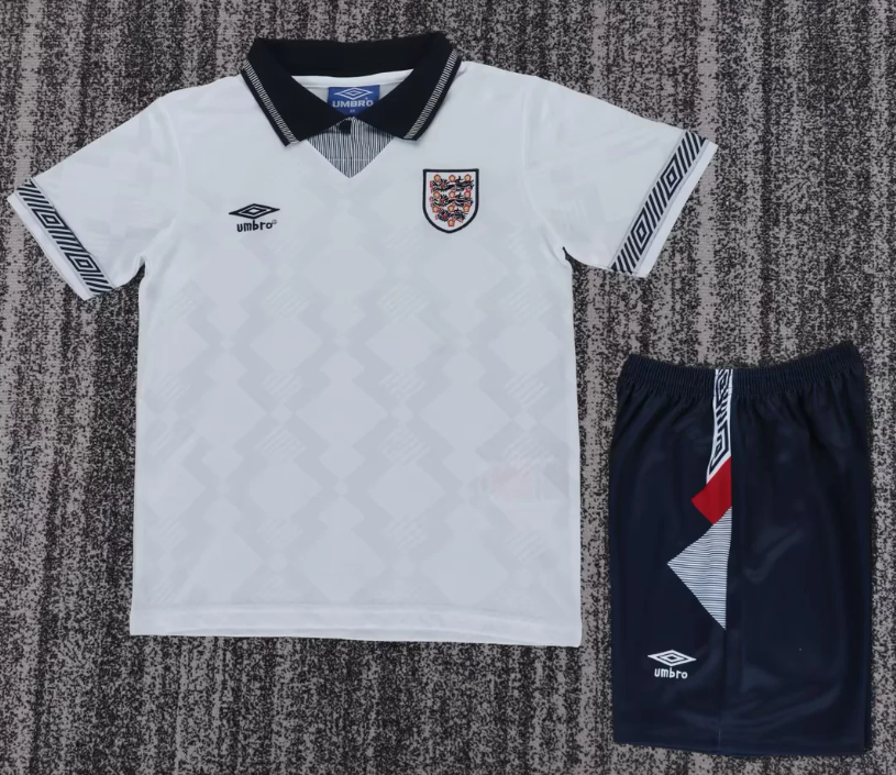 1990 Retro England Home Football Jersey 1:1 Thai Quality Kids Size