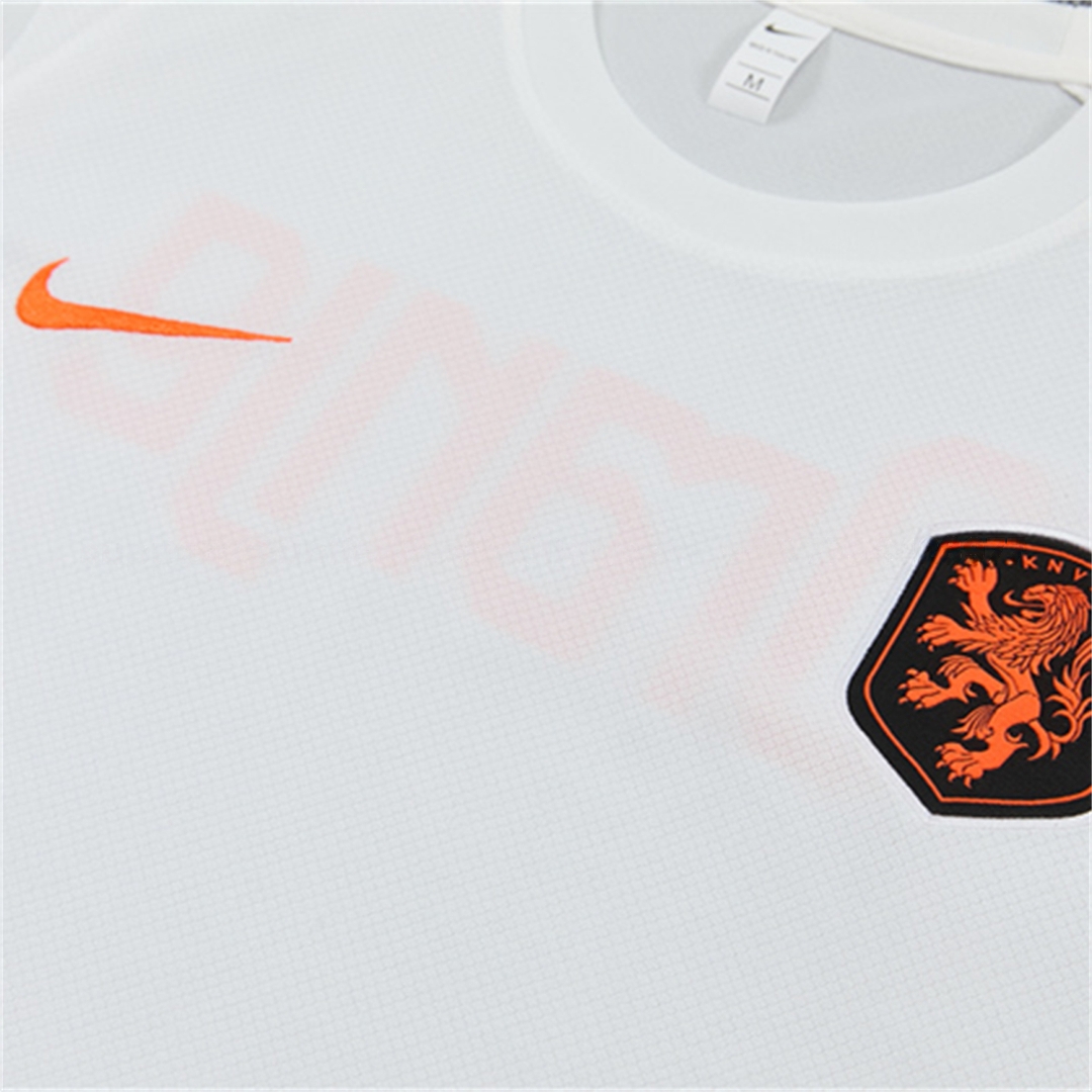 Netherlands 2026 Kids Short-Sleeve Training Set - White With Orange Top & Black With Orange Pants - UnitedFutballJersey