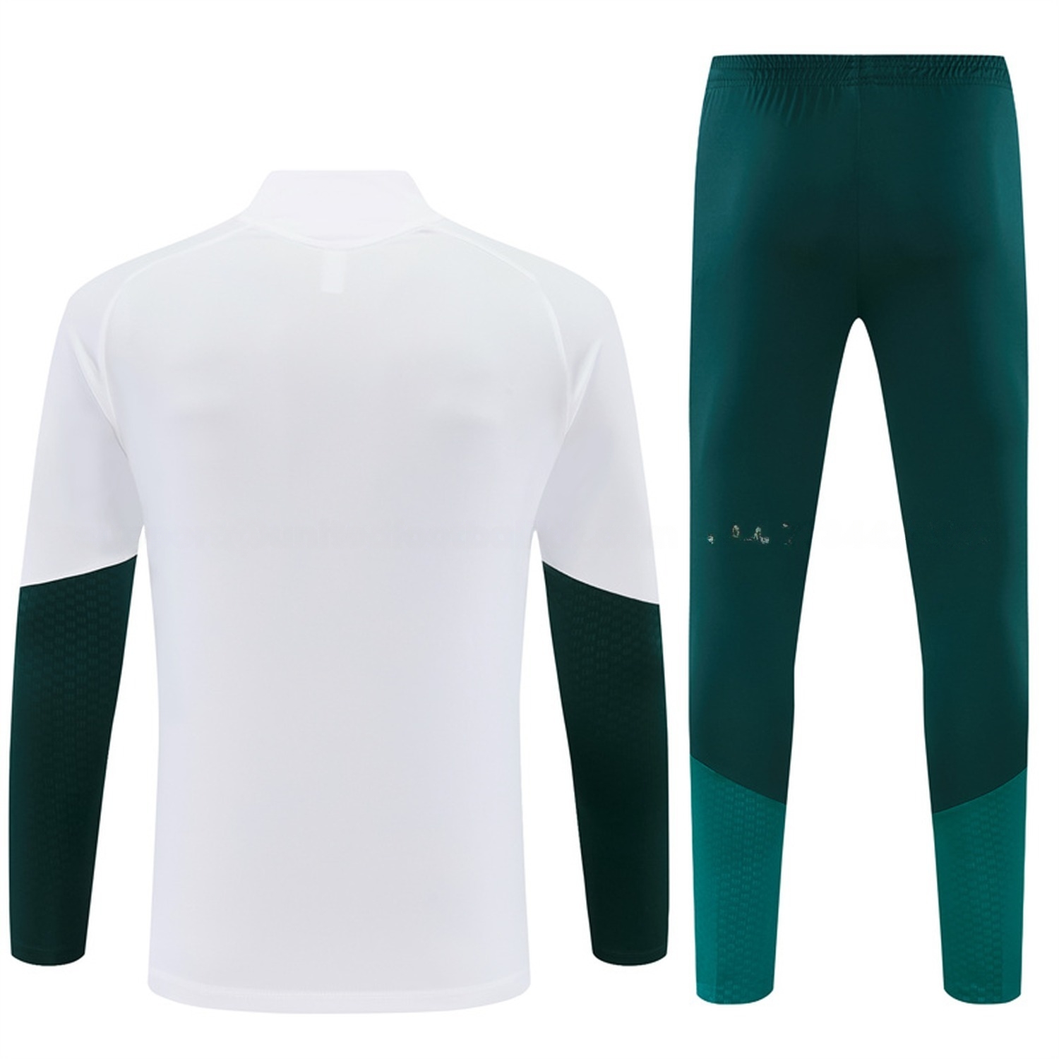 Real Madrid 26-27 Kids Long Sleeve Training Set - White Top & Dark Green Pants - UnitedFutballJersey