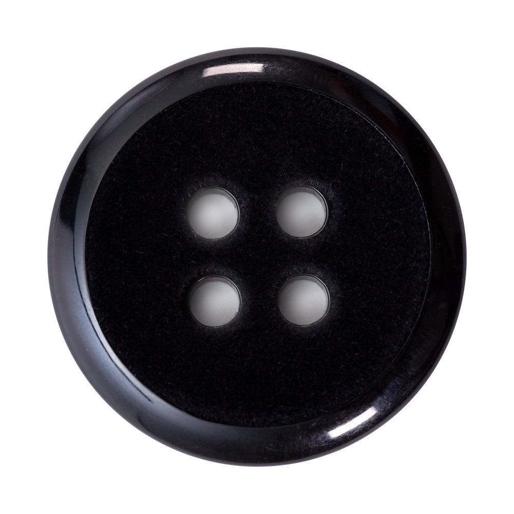 Italian Black 4-Hole Velvet-Faced Plastic Button - 54L/34mm - Joann Fabrics