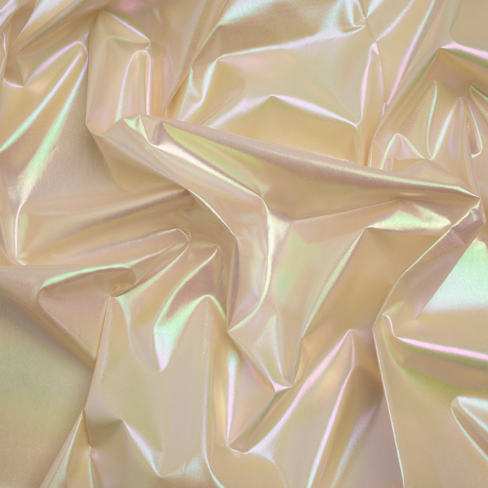 Metallic Lame Jacketing - Pastel Rainbow Ombre Stripe on Light Yellow - Inez Collection - Joann Fabrics