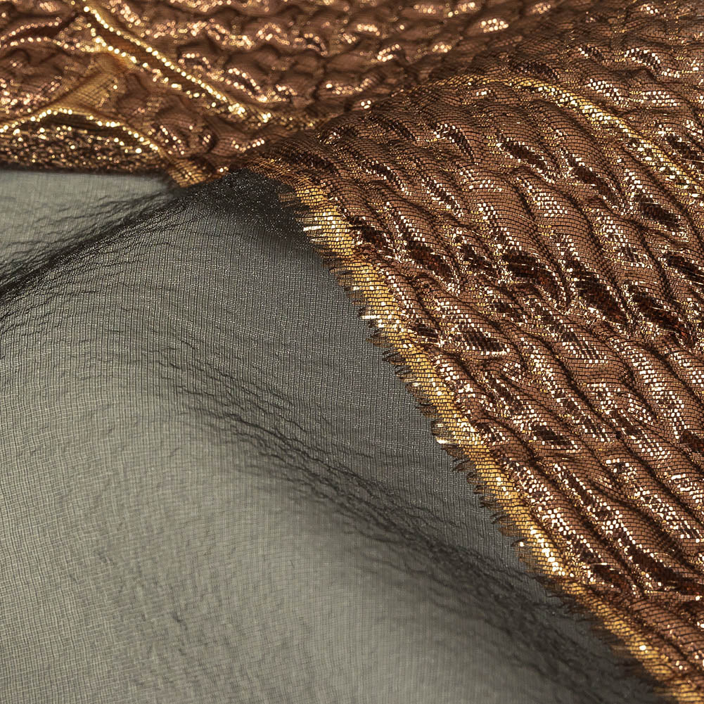 Metallic Bronze and Black Abstract Luxury Burnout Brocade - Joann Fabrics
