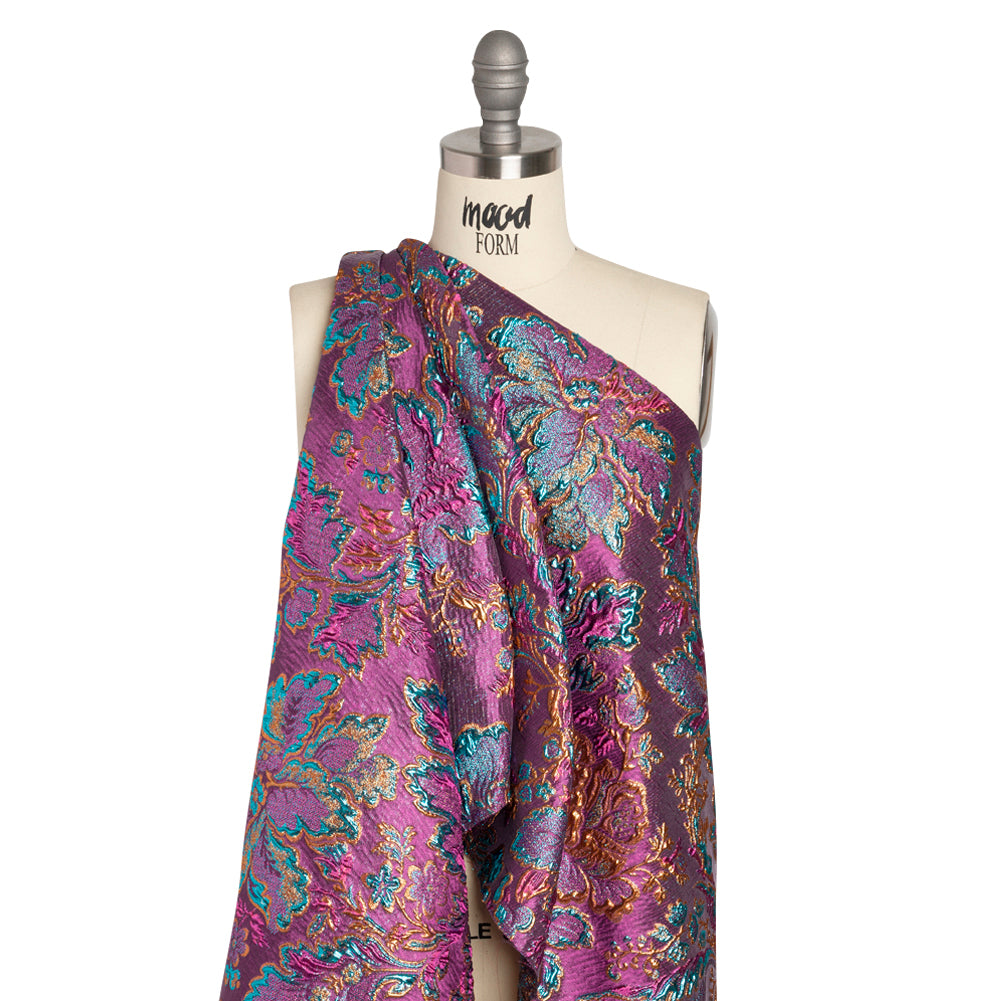 Metallic Purple, Teal and Gold Floral Delight Luxury Brocade - Joann Fabrics
