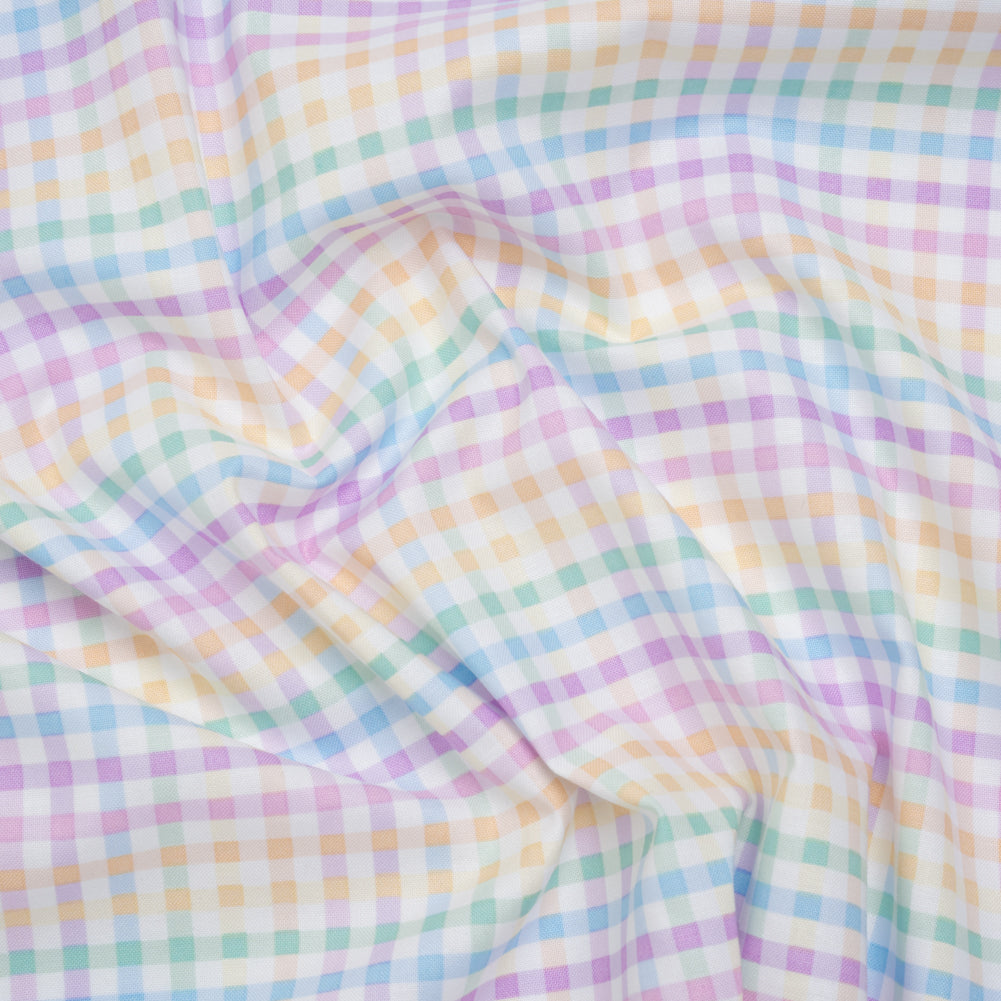 Printed Quilting Cotton by Ghazal Razavi for FIGO Studio - Pastel Rainbow and White Checks - Dovetail Collection - Joann Fabrics