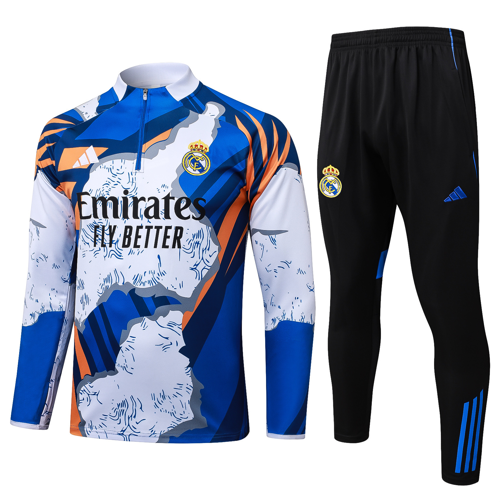 2025/2026 Real Madrid Camouflage Inkjet Half-Pull Training Suit Football Shirt 1:1 Thai Quality Set