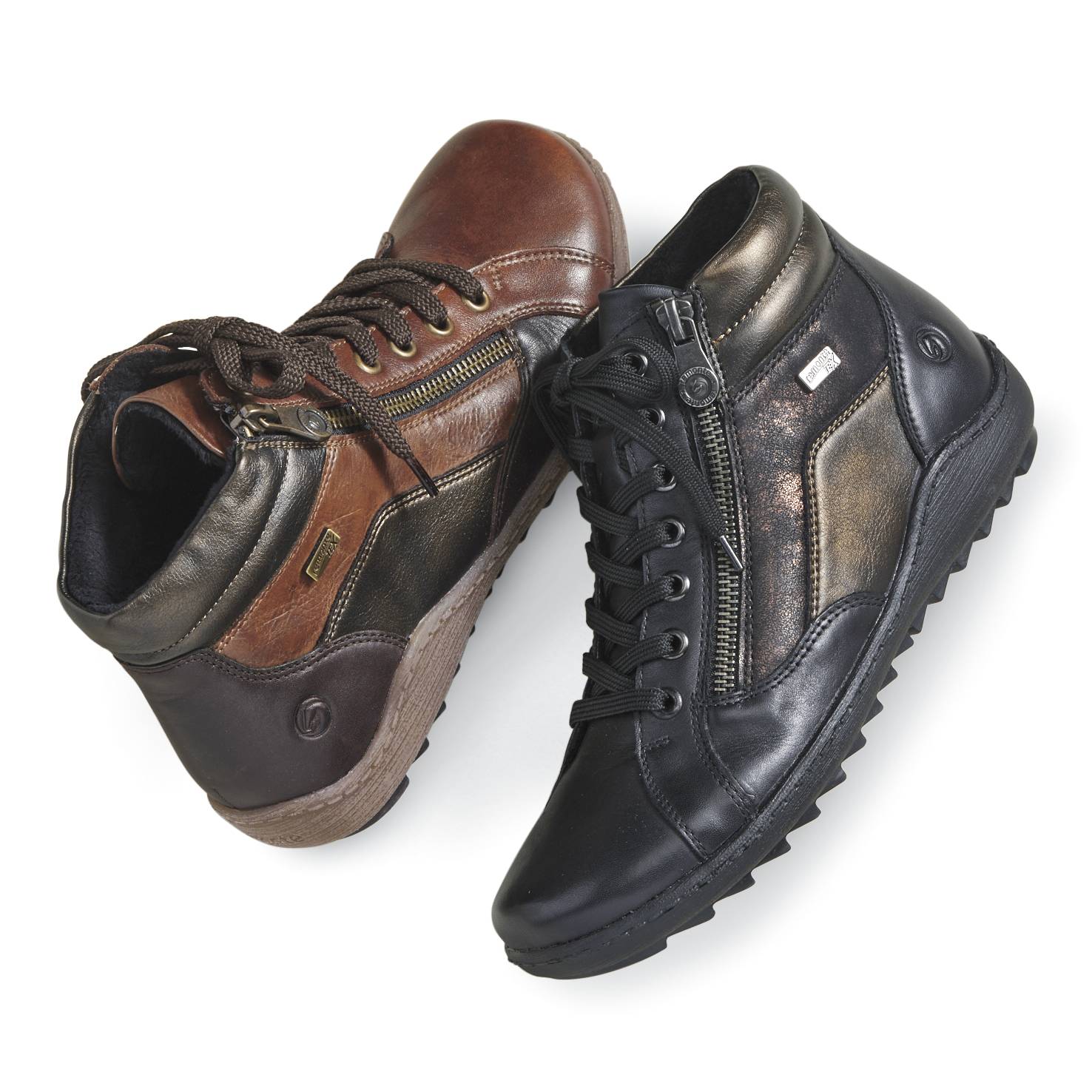 Zip-Accent Leather Ankle Boots from Remonte by Rieker®, Metallic - Northstyle Catalog