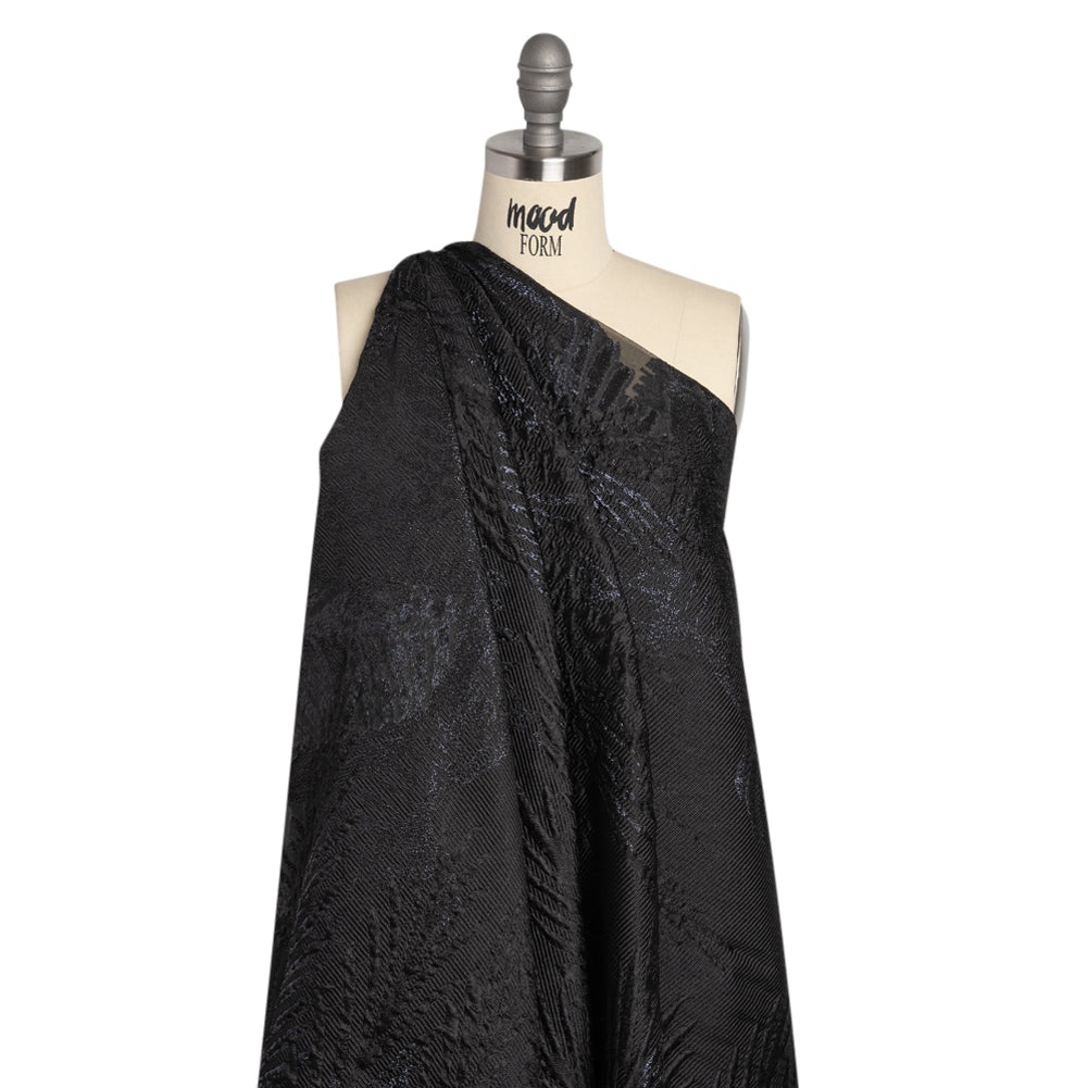Metallic Black Palm Leaves Luxury Burnout Brocade - Joann Fabrics