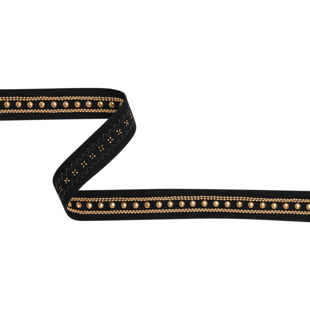 Yaya Han Twill Tape with Studs and Chains - Gothic Gold and Black, 0.75