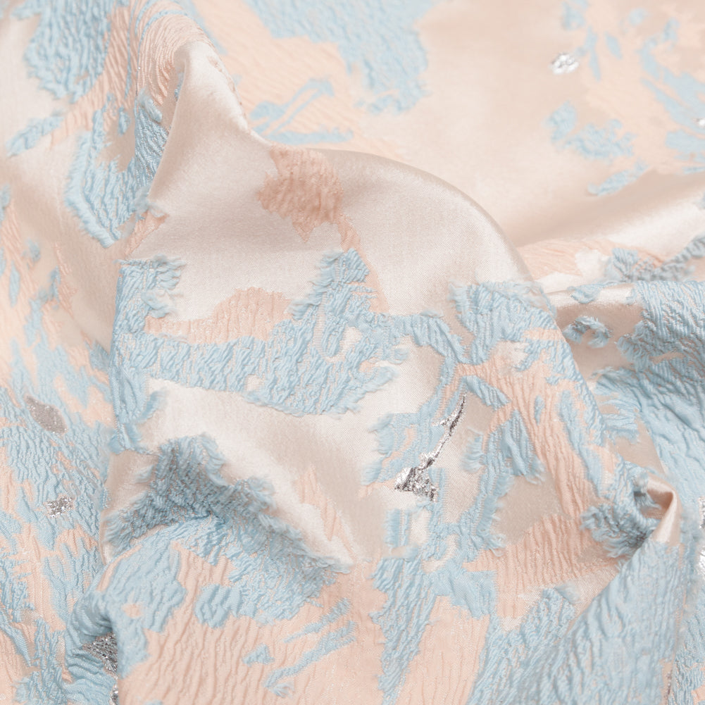 Pearl Blue, Cream Puff, and Metallic Silver Abstract Luxury Brocade - Joann Fabrics