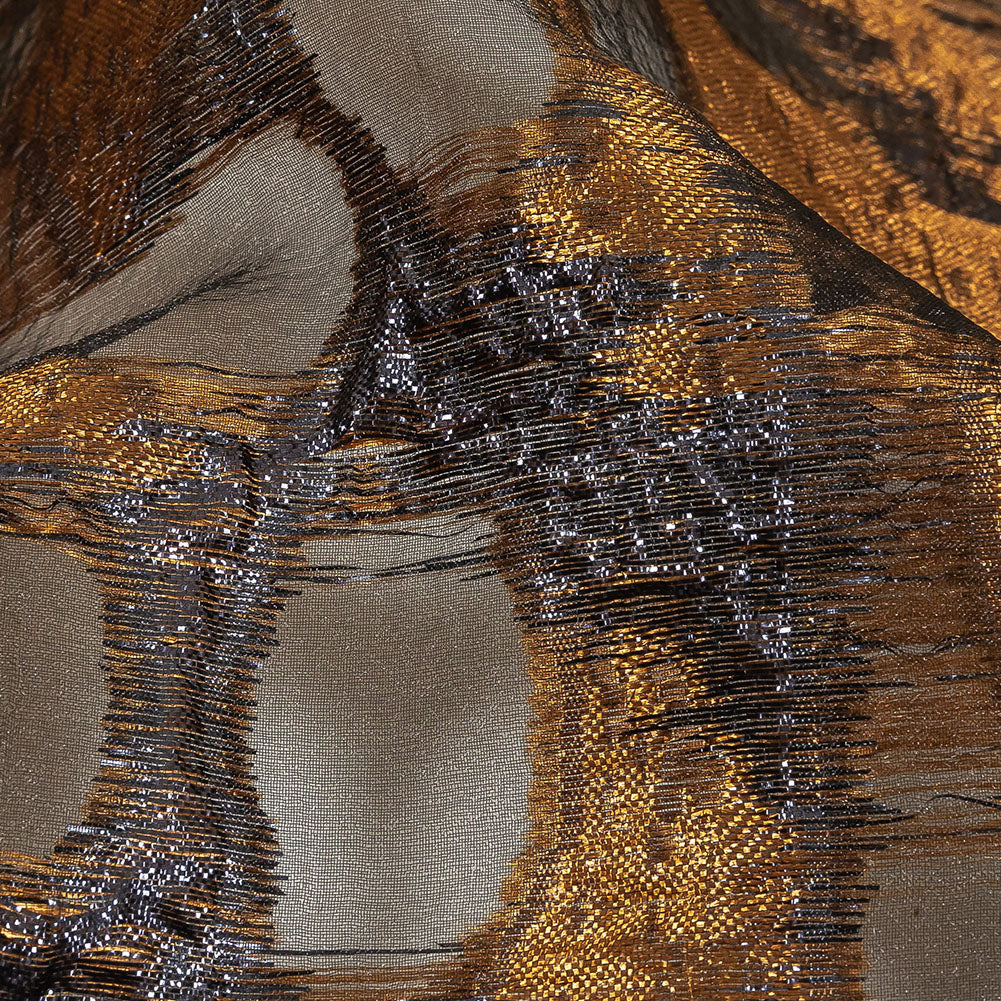 Metallic Copper and Navy Abstract Luxury Burnout Brocade - Joann Fabrics