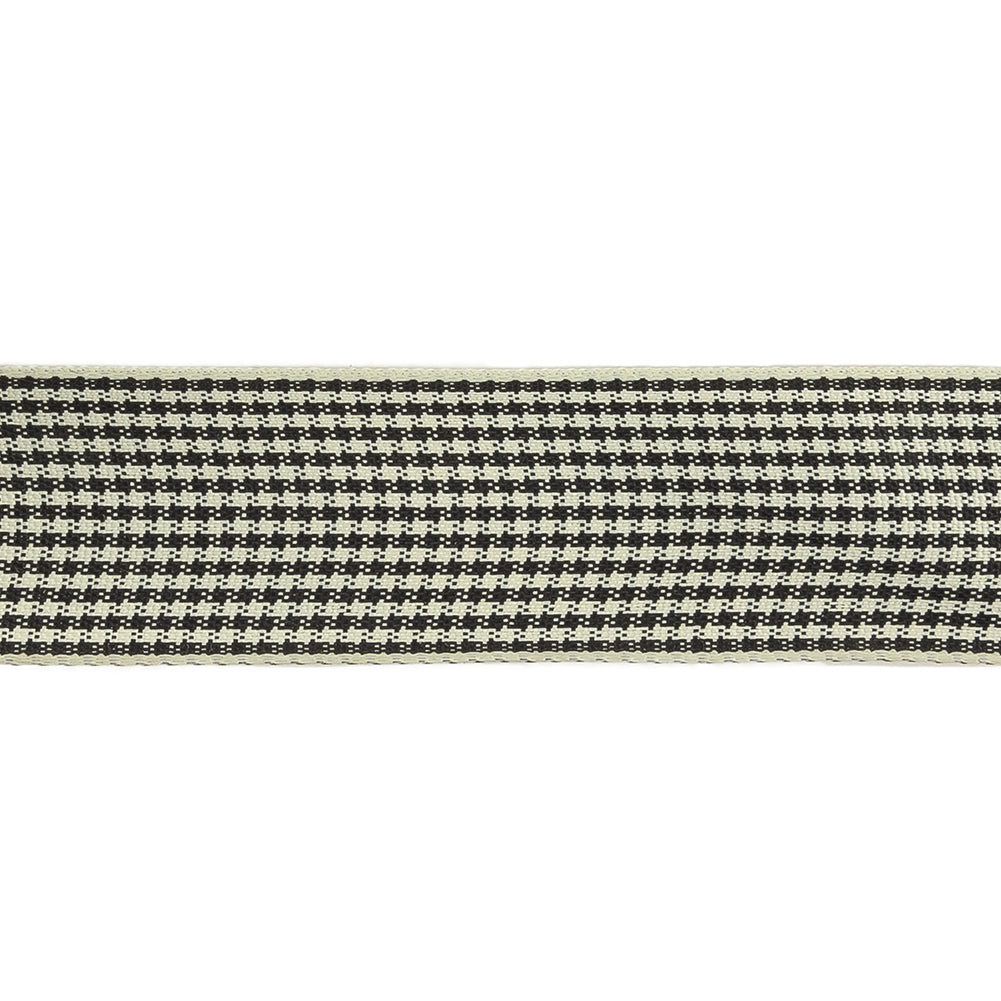Black and Cream Houndstooth Check Woven Ribbon - 1