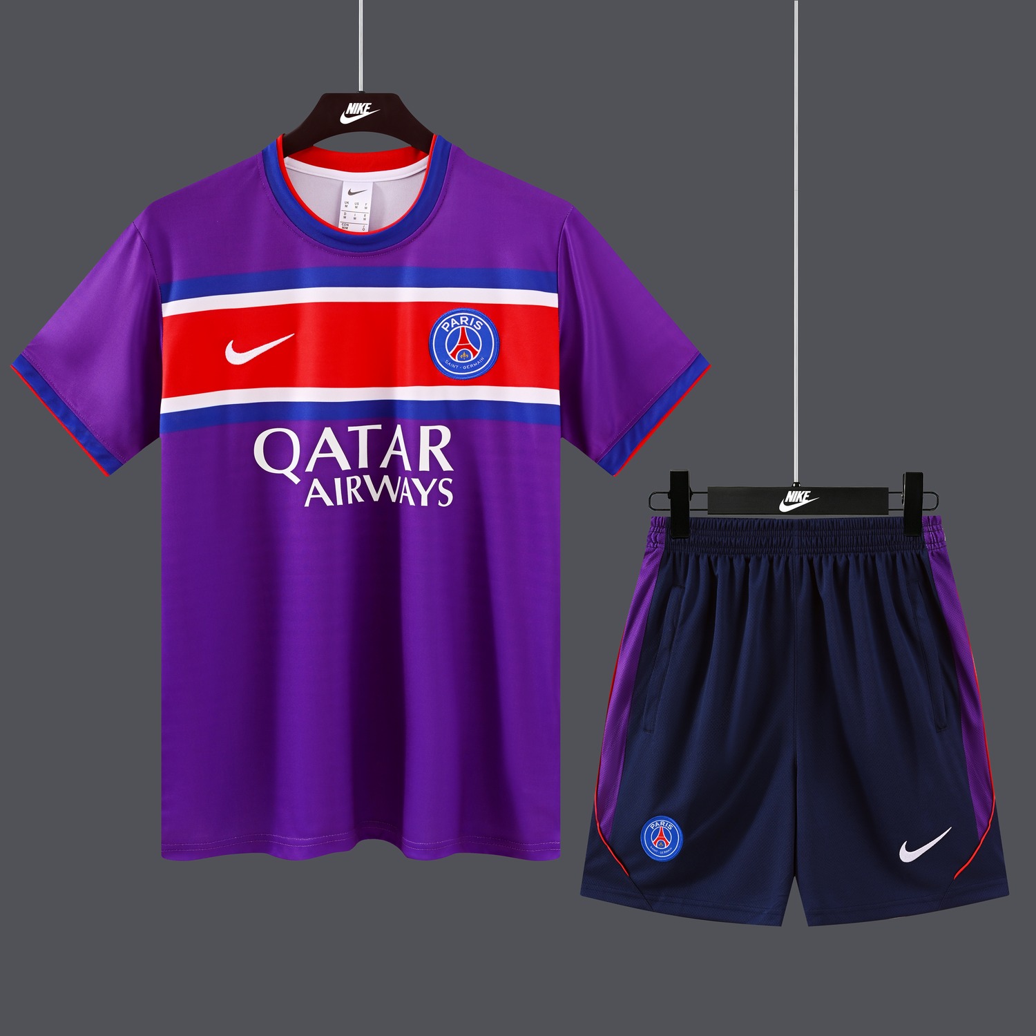 Paris Saint-Germain PSG 26-27 Purple Special Short-Sleeve Training Set - Purple Top & Deep Blue Shorts - UnitedFutballJersey