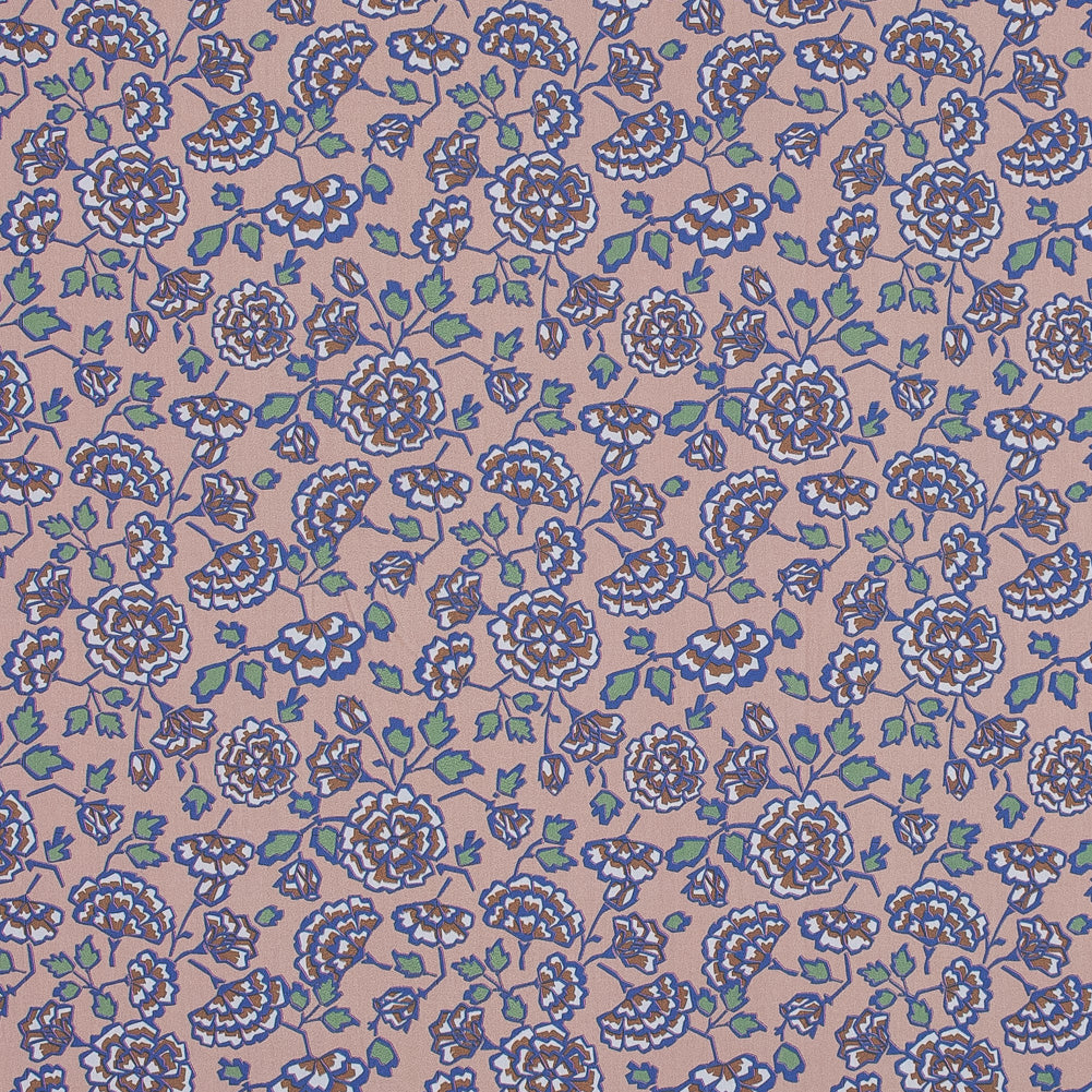 European Beige and Dusted Peri Floral Cotton Poplin - Joann Fabrics