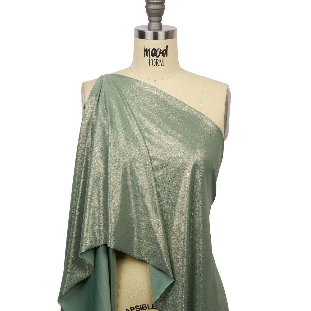 Foiled ITY Interlock Knit - Green Bay and Gold - Gaby Collection - Joann Fabrics