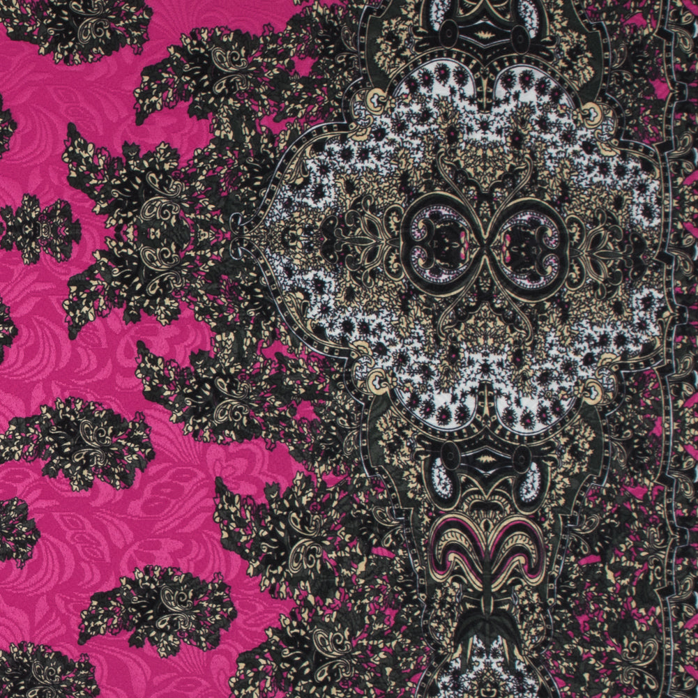 Digitally Implemented Pink/Green Border Print on a Butterfly Jacquard - Joann Fabrics