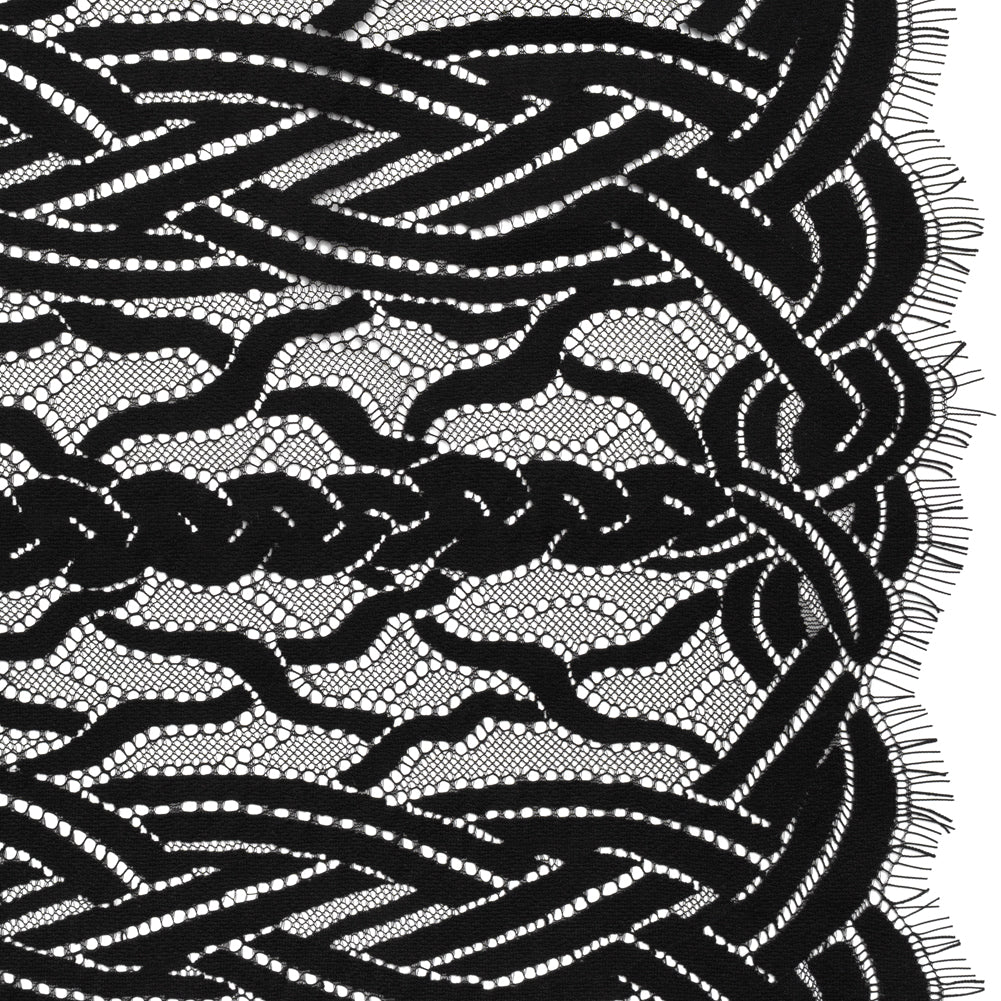 Cotton and Nylon Lace Panel with Finished Edges - Black Celtic Knotwork and Braids - Joann Fabrics