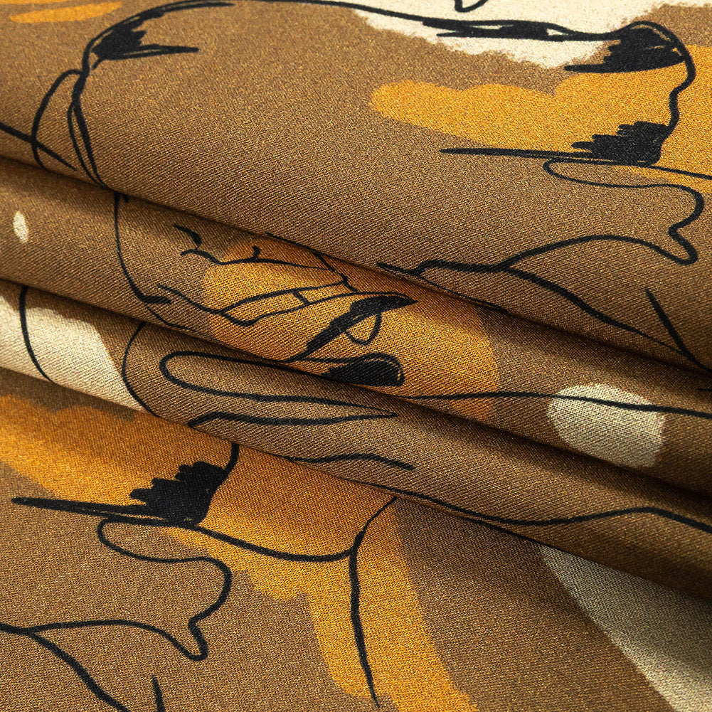 Cotton Voile - Brown Figure Lines - Contoured Personage Print - Mood Exclusive Serengeti Collection - Joann Fabrics