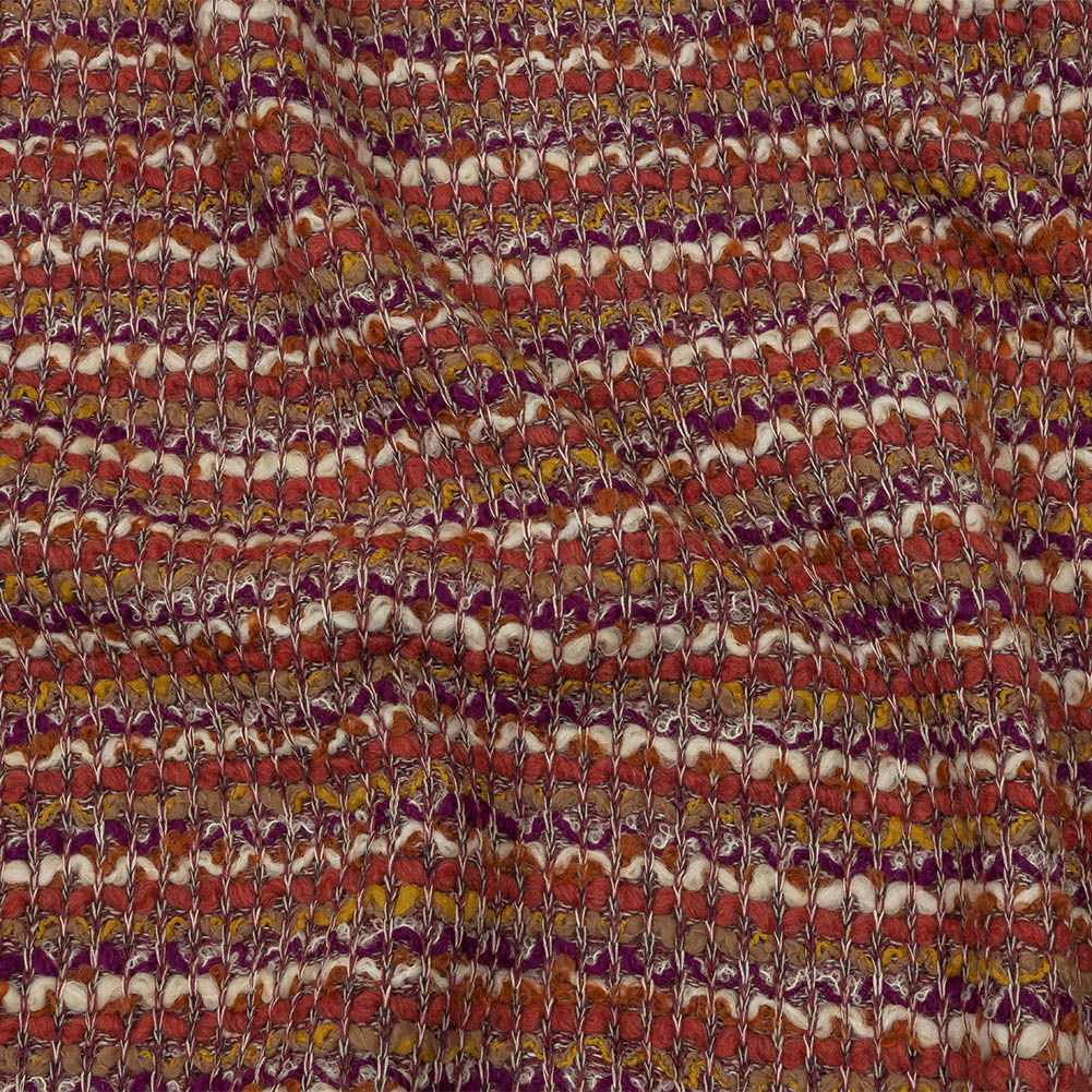 Magenta, Desert Rose and White Boucle Stripes Chunky Wool Blend Sweater Knit - Joann Fabrics