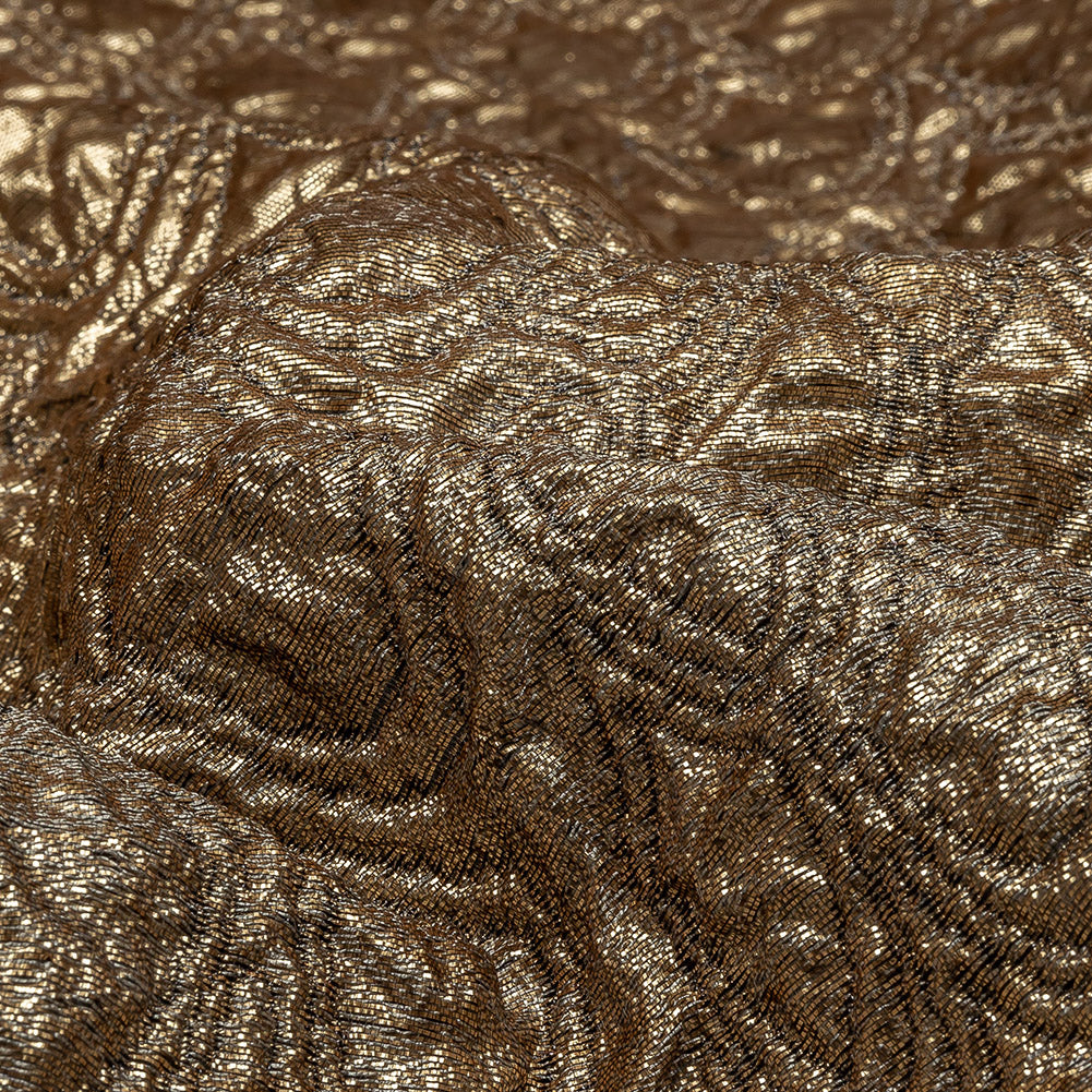 Mood Exclusive Metallic Golden Egg and Black Feathers Ombre Luxury Brocade Panel - Joann Fabrics