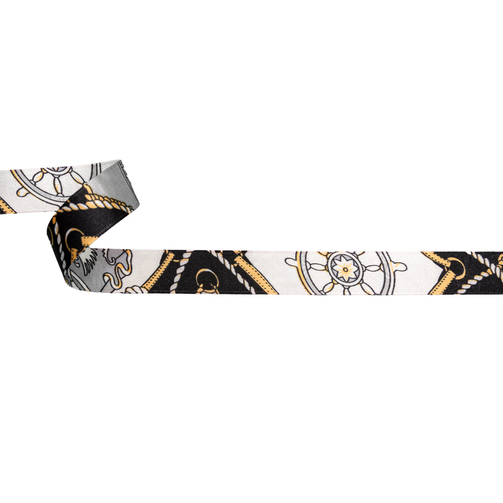 Italian Flint Gray, Slate Black and Antique Gold Purse Straps and Chains Satin Ribbon - 1