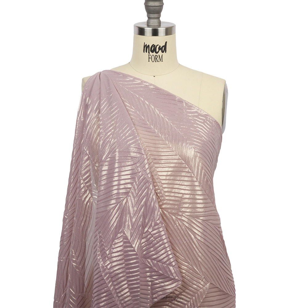 Polyester Chiffon with Abstract Pleats and Gold Foil - Mauve - Melia Collection - Joann Fabrics