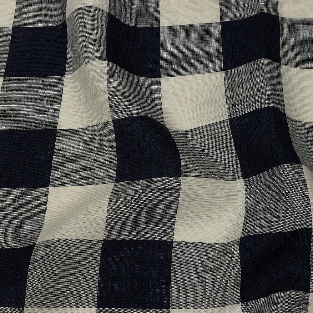 Navy and Icicle Buffalo Check Lightweight Linen Woven - Joann Fabrics