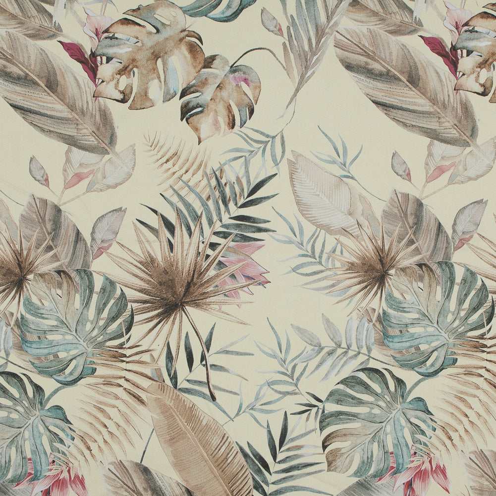 Stretch Cotton Sateen - Yellow Tropical Leaves - Efficacy of Contentment Print - Mood Exclusive Key Largo Collection - Joann Fabrics