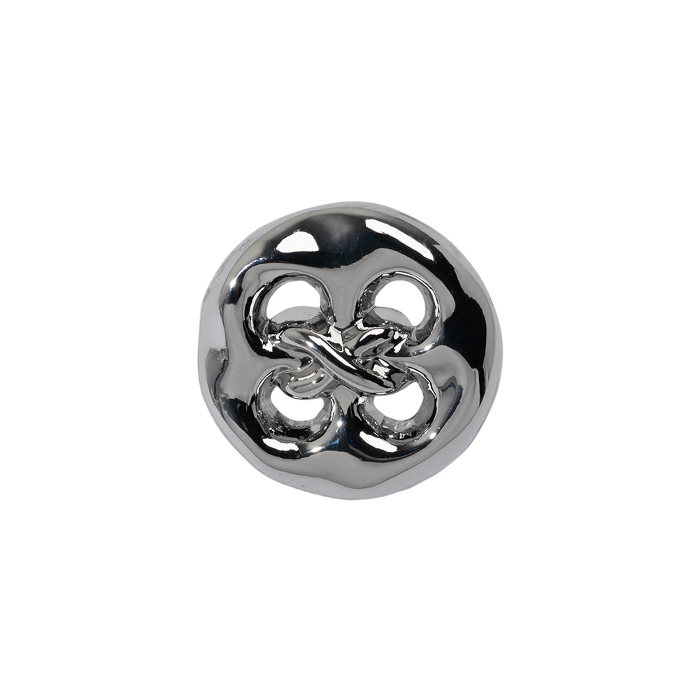 Organic Puffy Faux Four-Hole with Stitching Shank Back Button - 28L/18mm - Nickel - Joann Fabrics